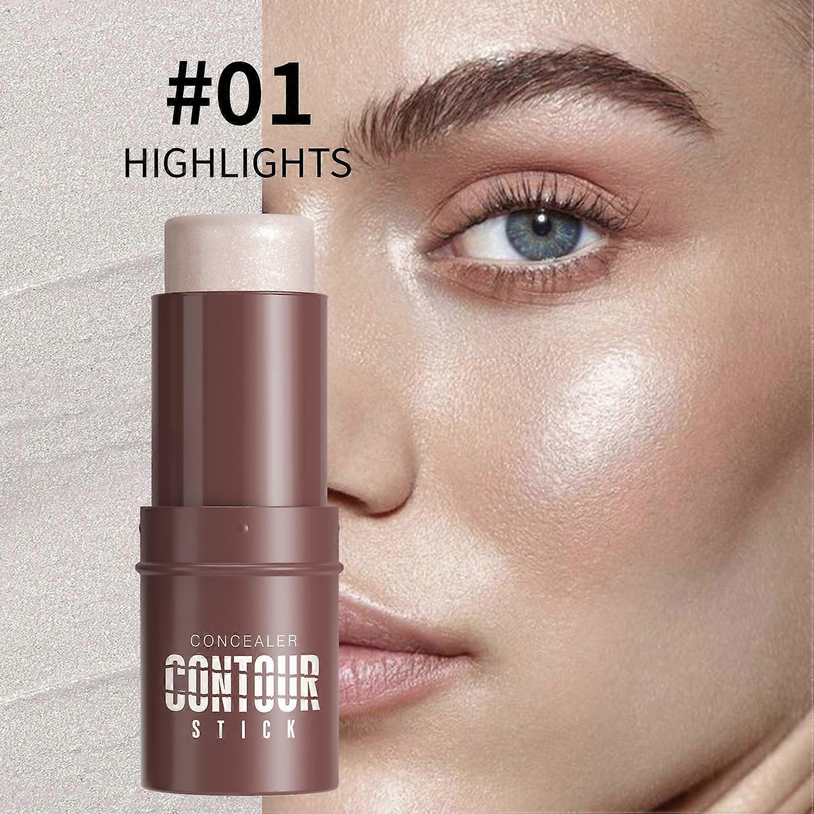 Highlighting Stick, Pearlized Face Highlighter, Shadow Blush Stick, Non-Greasy Long-Wear Face Contour Pencil, Easy to Shape the Face, Create a Light M