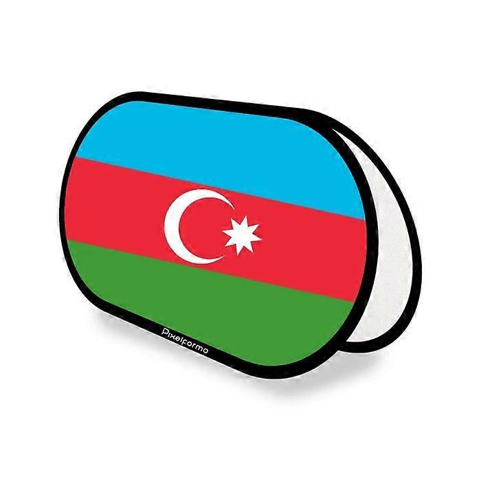 Oval Flag - Azerbaijan - 70 x 120 cm - Polyester - Double-sided Printing - Foldable Retractable