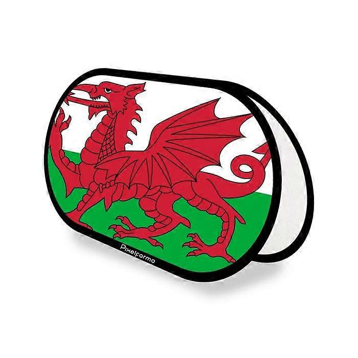 Oval Flag - Multicolored - Wales - 70 x 120 cm - Polyester - Folding Retractable