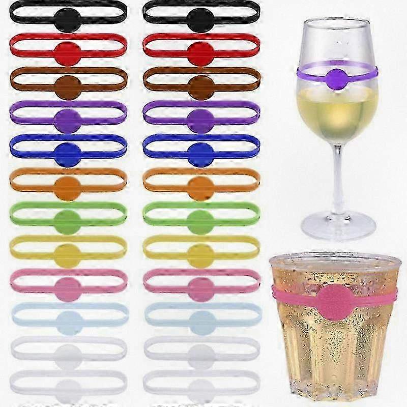 24PCS Silicone Glass Marker Set for Wine Glasses, Drinking Cups, and Other Glassware, Perfect for Parties and Events