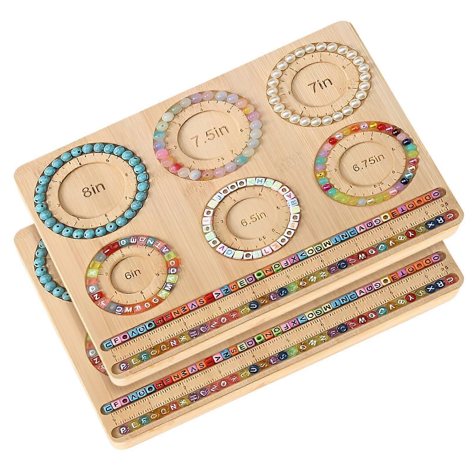 Bead Board for Jewelry Making - Bamboo Tray with Engraved Dimensions, Adjustable Sections, and Easy Organization