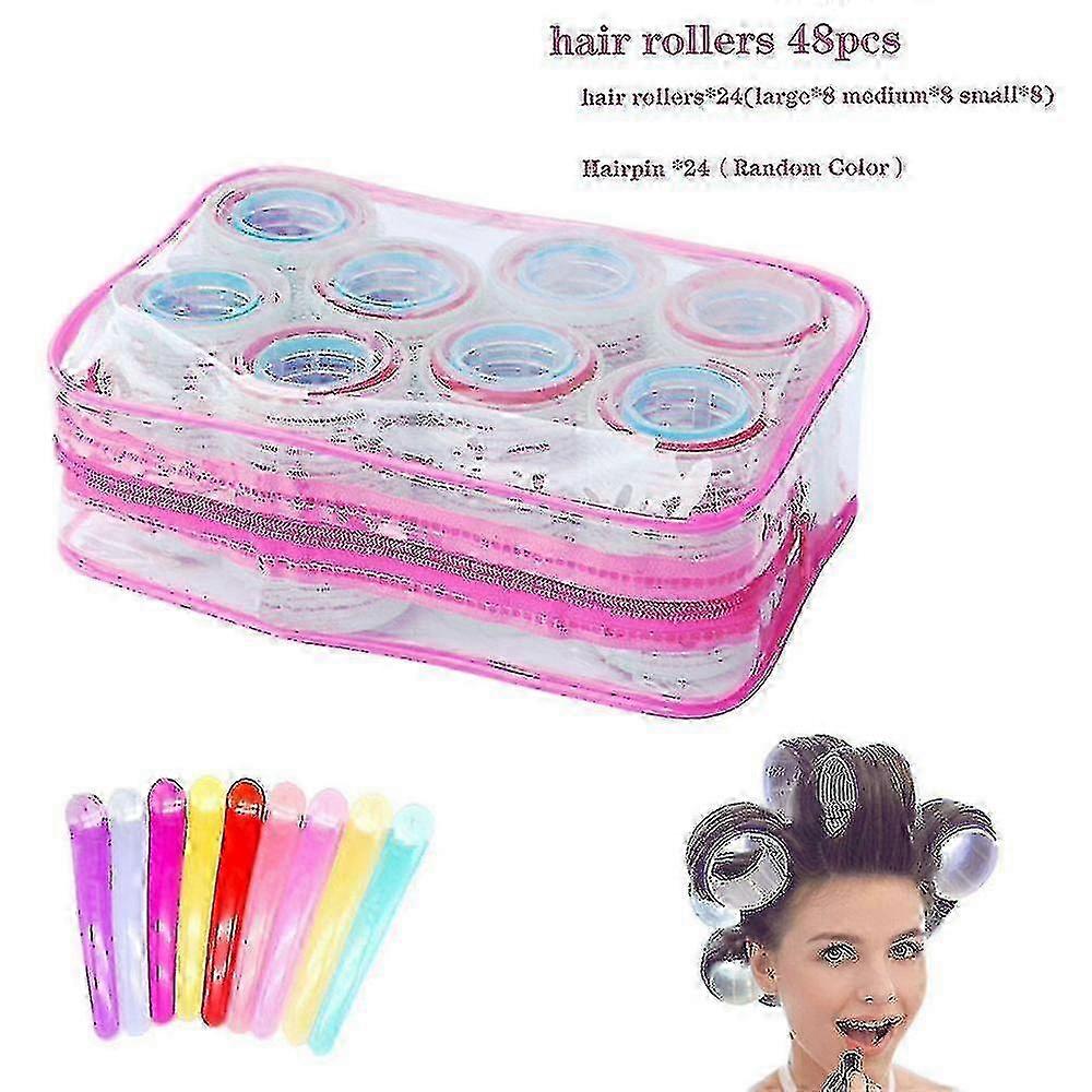 2025 Self Grip Hair Rollers Set, With Hairdressing Curlers (large, Medium, Small)