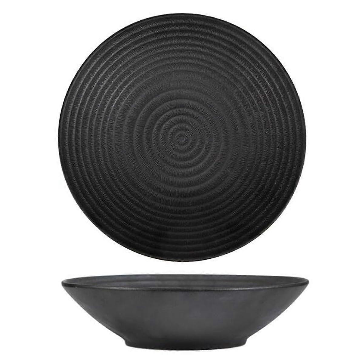 寿司盘，陶瓷沙拉盘，黑白，哑光，简约家用碗（30cm）