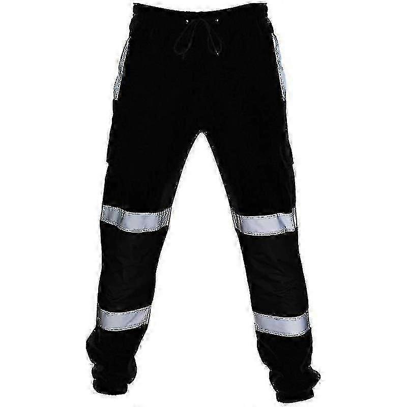 Adults Safety Work Trousers Hi Vis Viz Visibility Elastic Waist Sweatpants