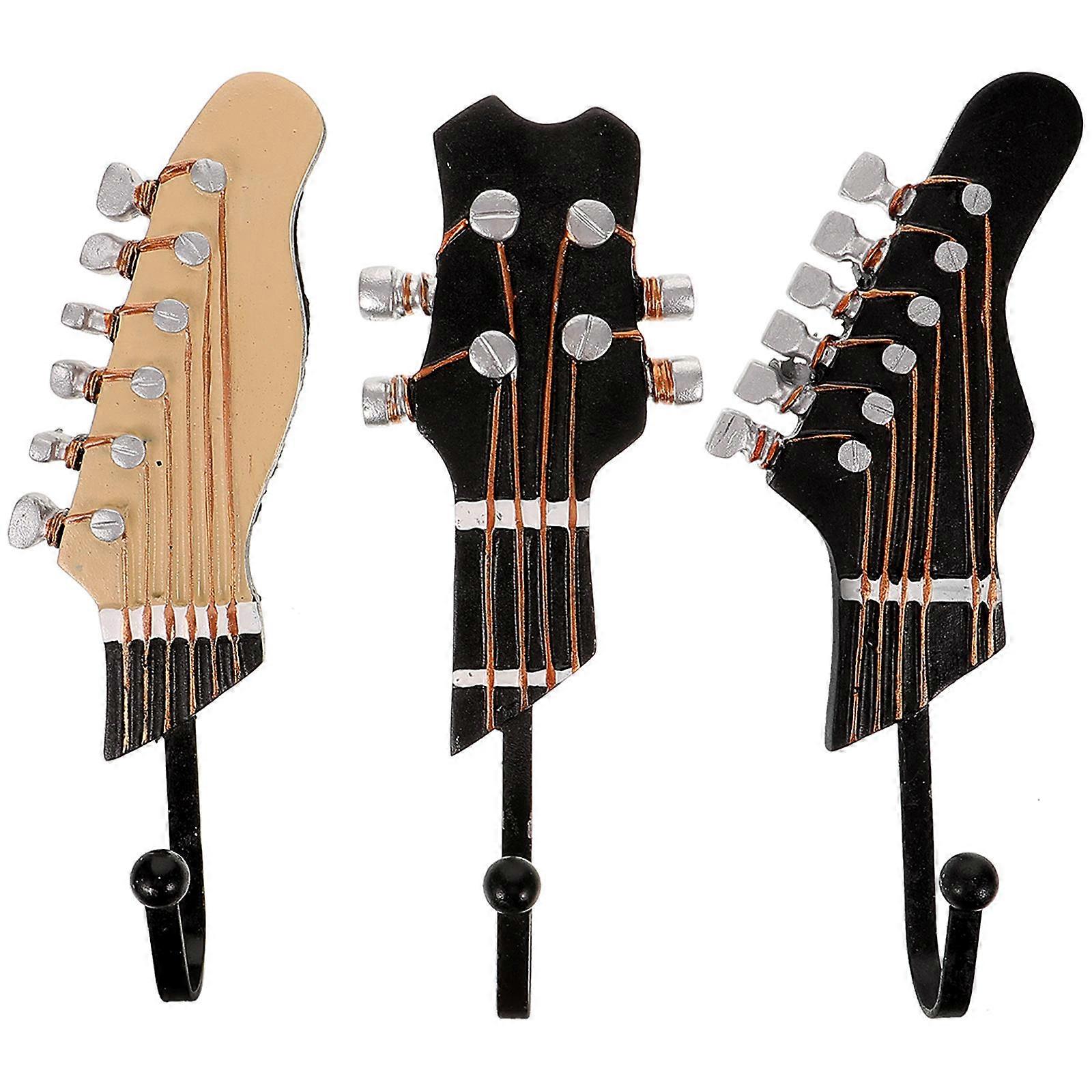 3pcs Decorative Guitar Wall Hooks for Keys, Coats & Hats – Stylish Resin Design for Music Lovers – Home Space Organizer