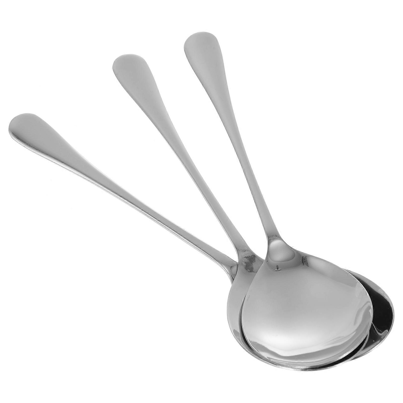 Stainless Steel Serving Spoons 3Pcs Silver with Ergonomic Grip for Multipurpose Use