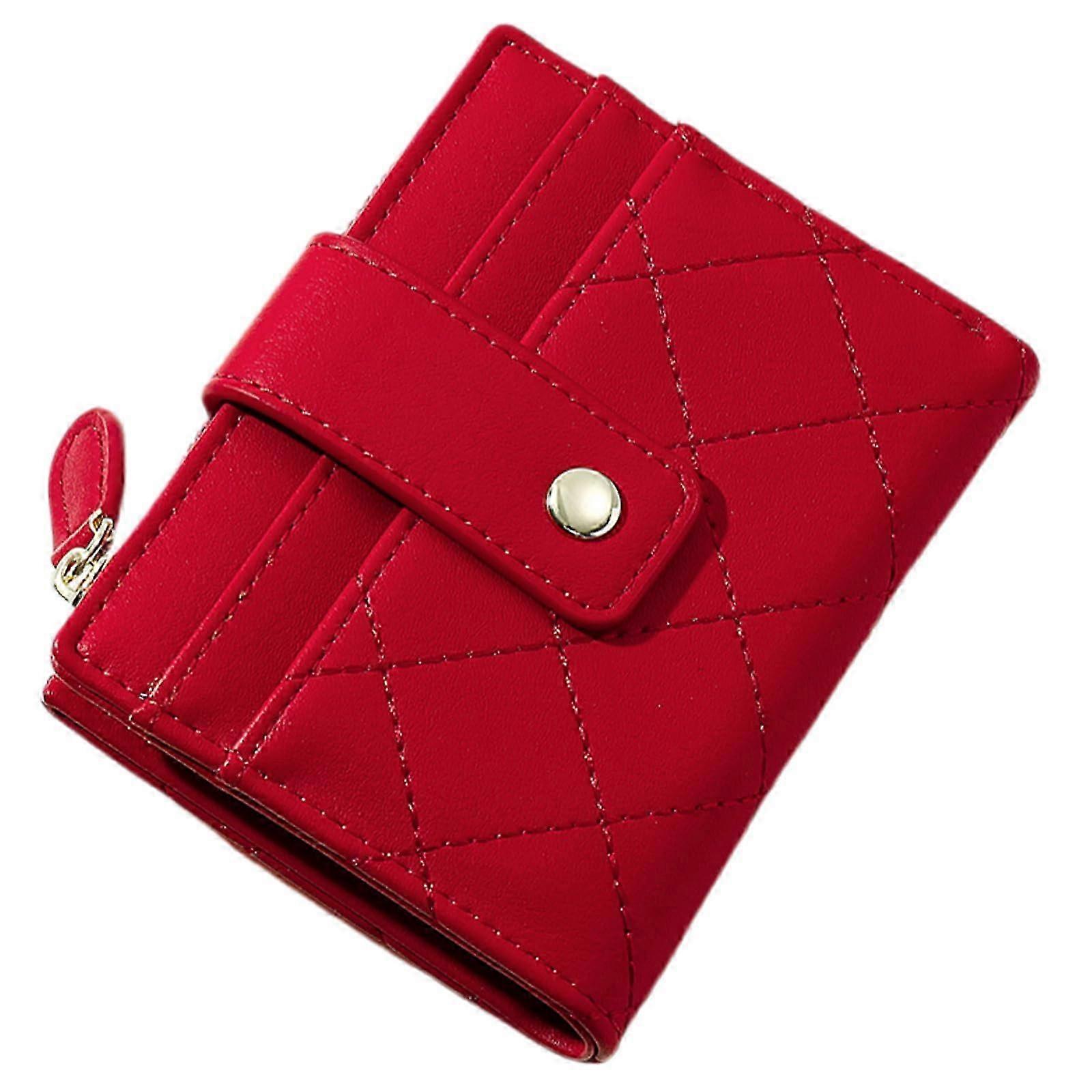 محفظة جلدية نسائية مدمجة بسحاب معدني