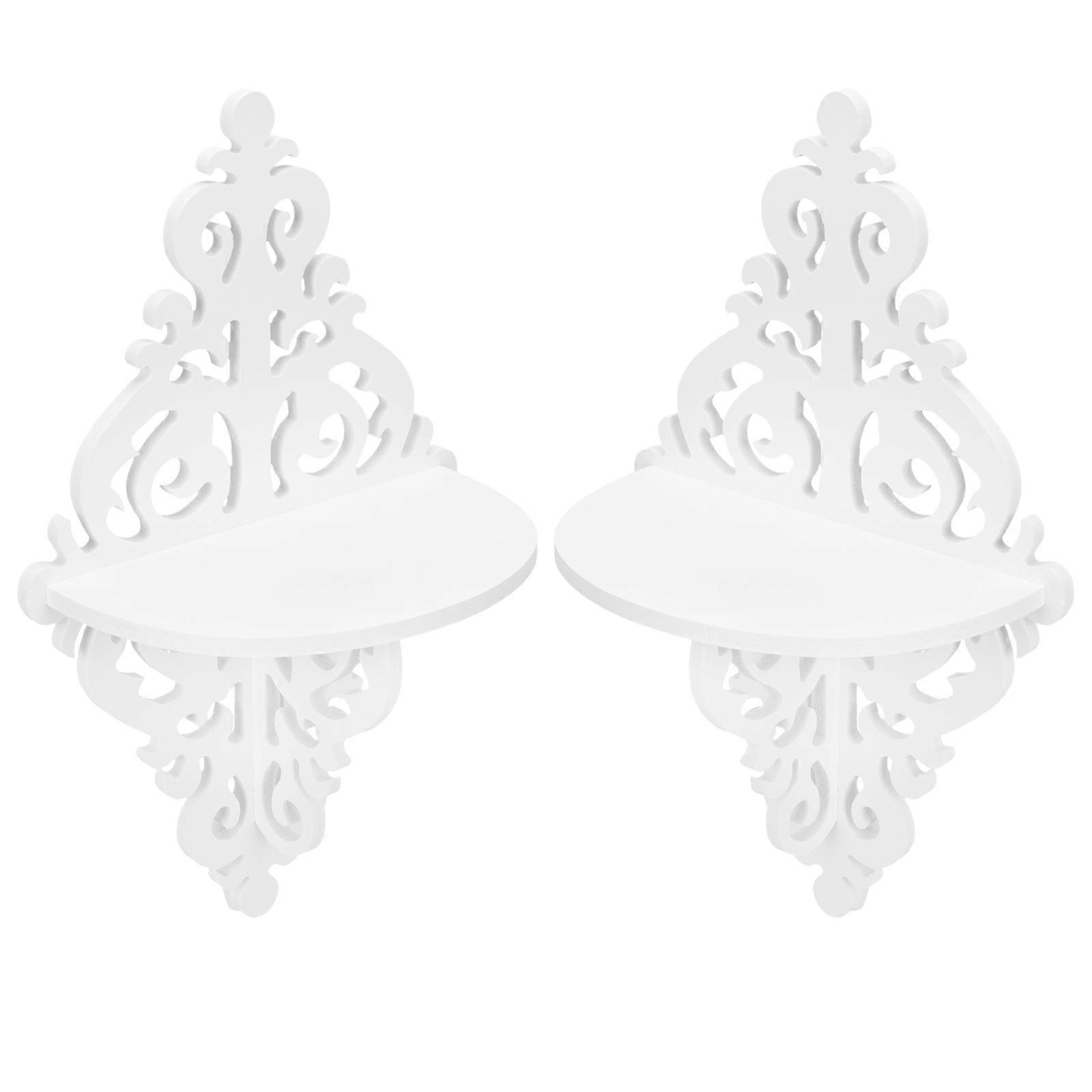 Simple Wall Mount Storage Rack for Home White Synthetic Material 2pcs