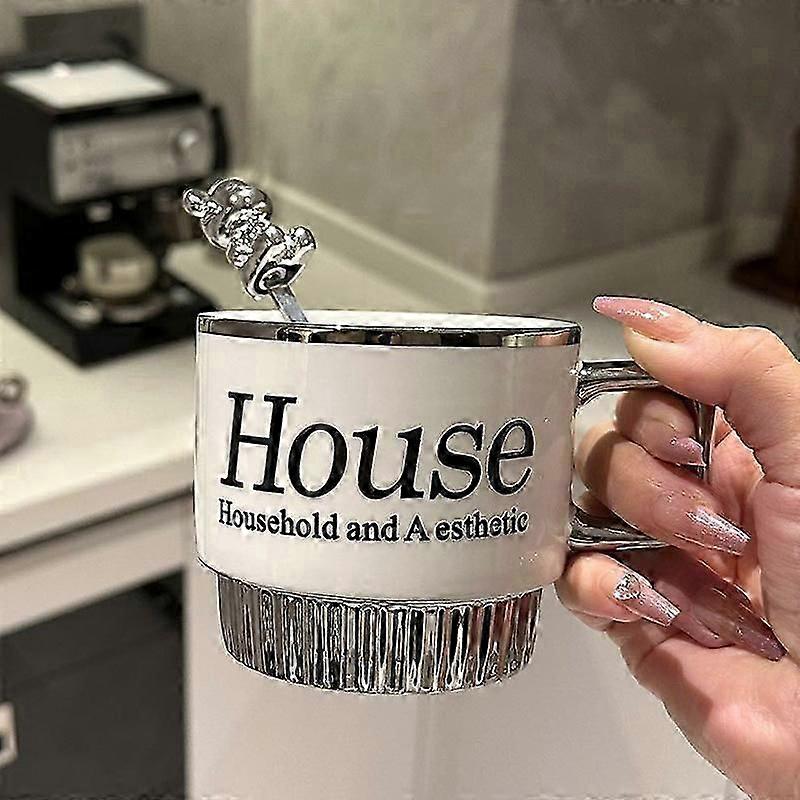 電気メッキ文字ライト、高級カップ、インスタイル、見栄えの良い、家庭用品、ギフト付きセラミックマグカップ