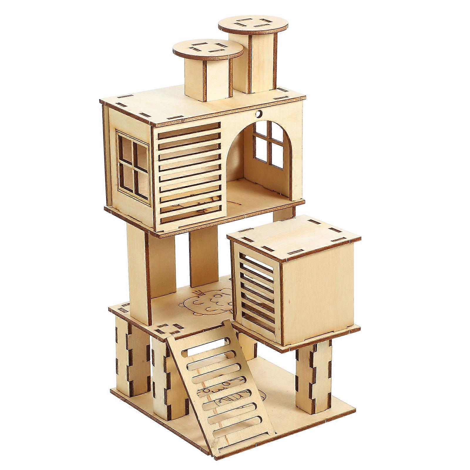 Wood Platform for Small Pets, and Cozy Hamster Home