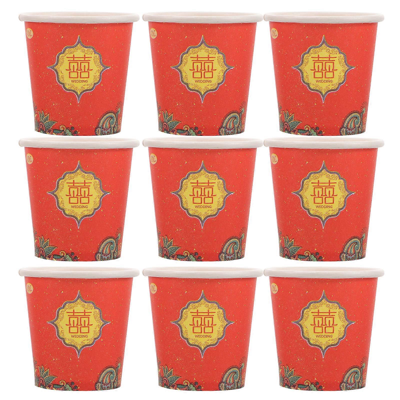 Compact Paper Cups for Gatherings, Designed with a Traditional Chinese Wedding Style
