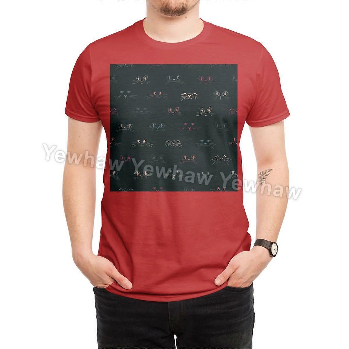Just Colorful Cats Dark Background T-Shirt minimalist cat faces pattern line art