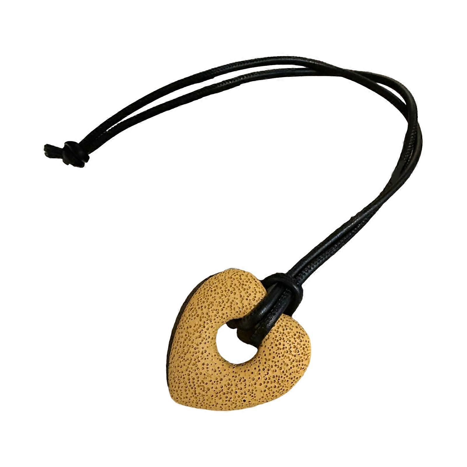 Elegant Heart Shaped Necklace With Textured Detailing Adjustable Clavicle Chain Accessory For Dates And Daily Outfits  Yellow