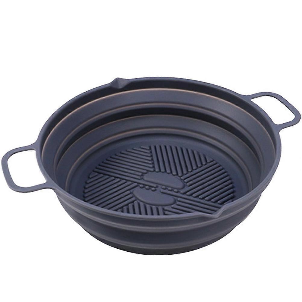 Air Fryer Silicone Liner Foldable Pot Drainage Baking Grey 22.2X19X5.6CM 1Set