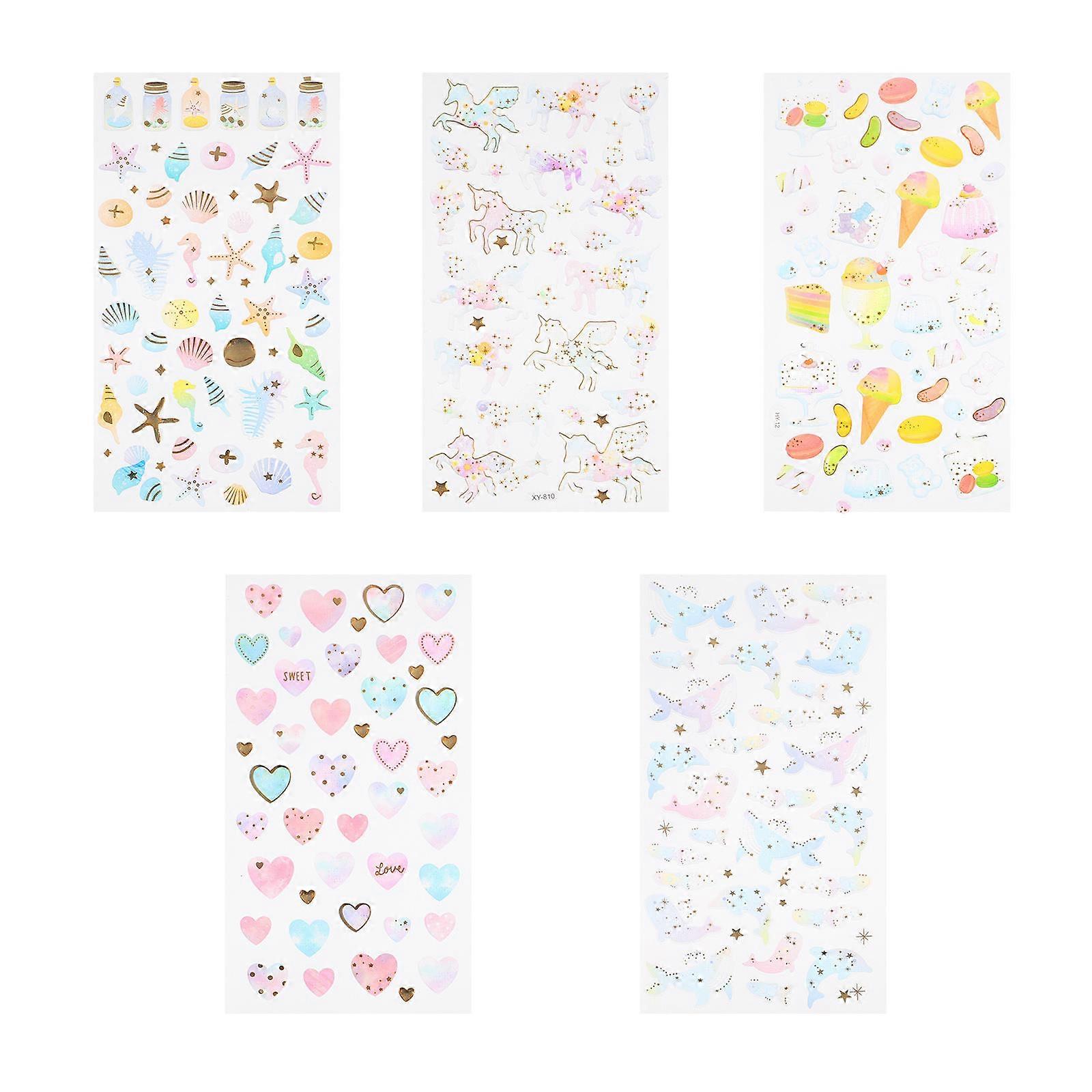 Lovely Adhesive Decals Crystal Glue Material Childrens Crafts 5 Sheets 3D Patterns