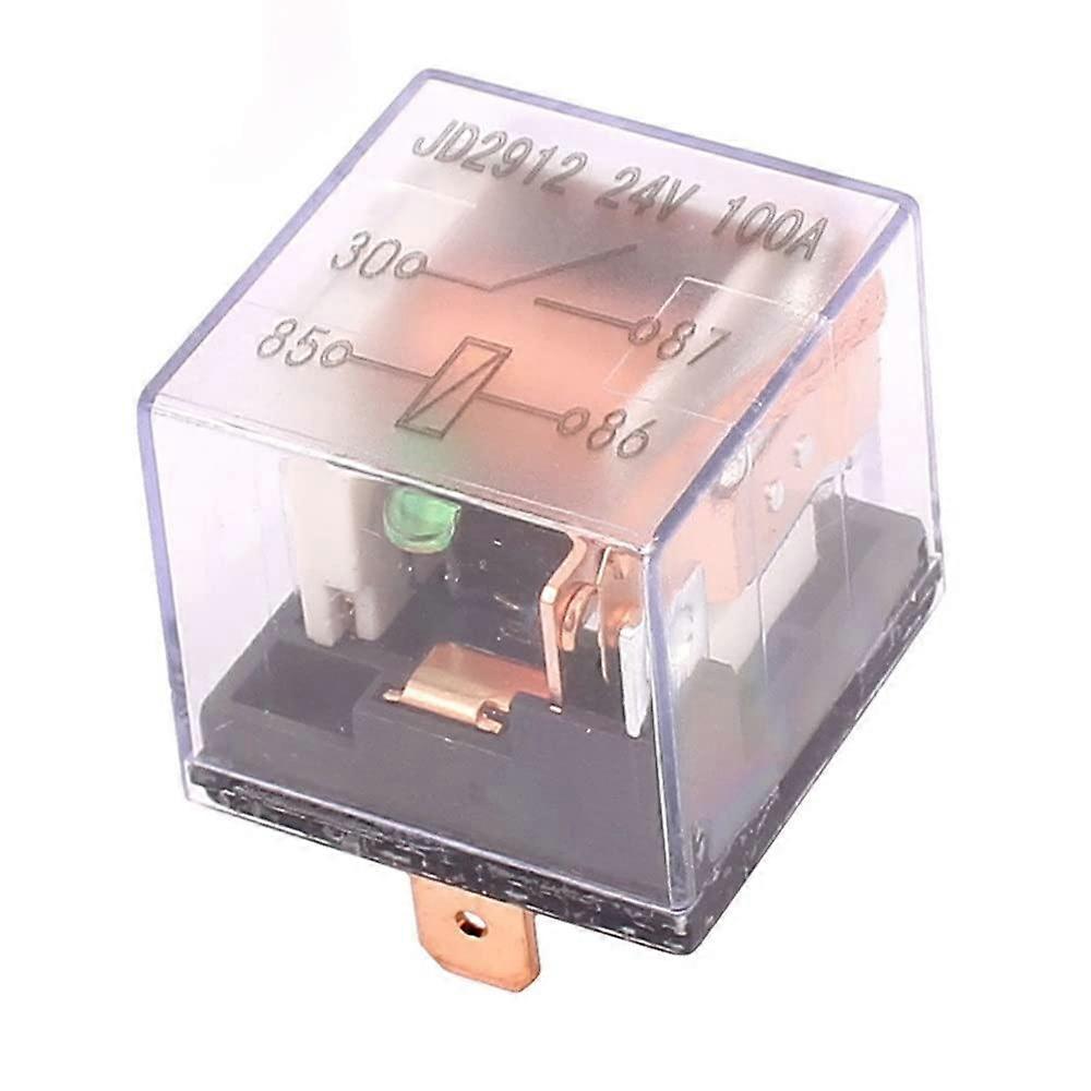 JD1912 24V 100A 4 Pin SPDT Power Relay with LED Indicator Light and Colorless Case - 10 Pieces