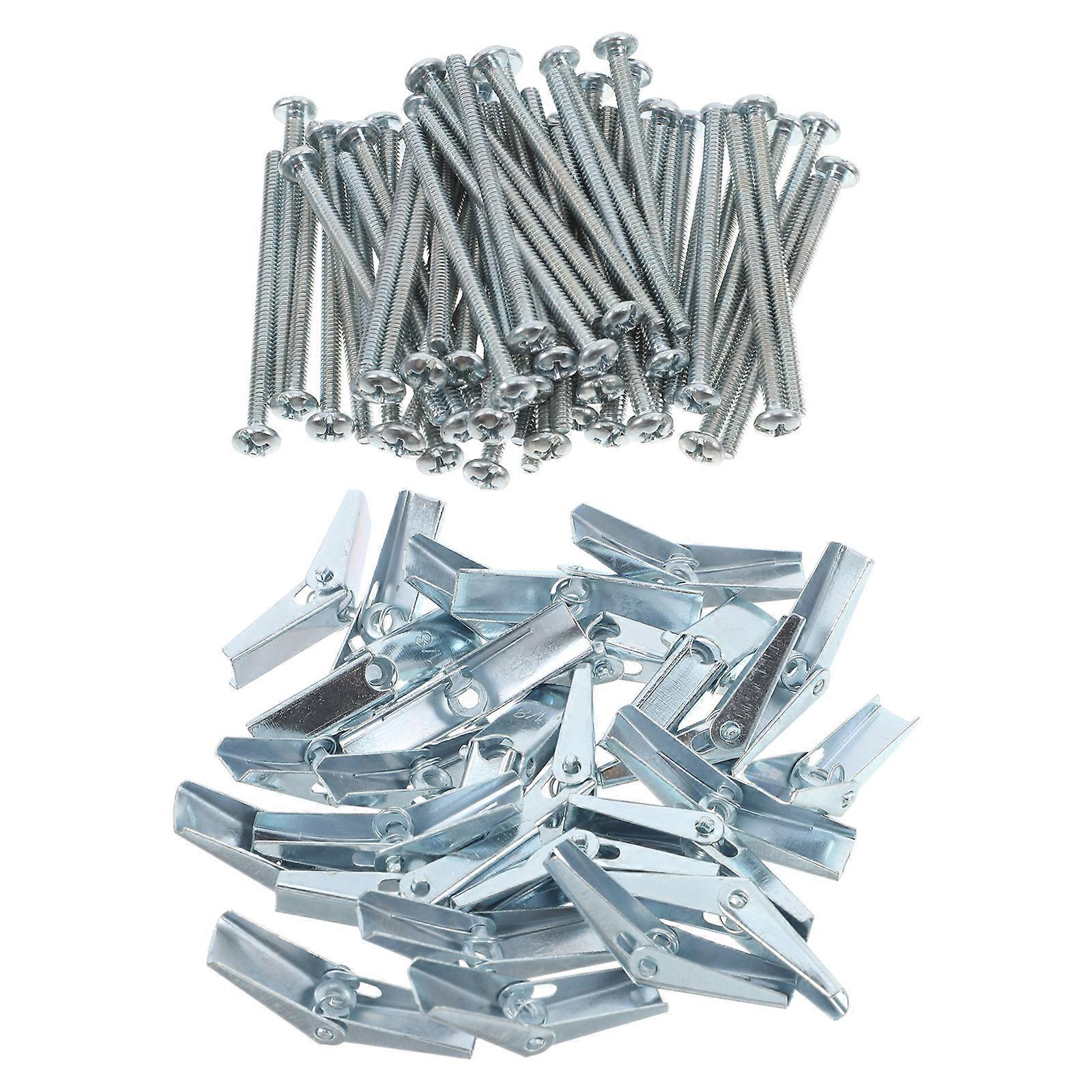 Stainless Steel Toggle Bolts Heavy Duty Zinc Plated Nut Drywall Anchors 1/8 Inch Diameter for Home Use 60Pcs