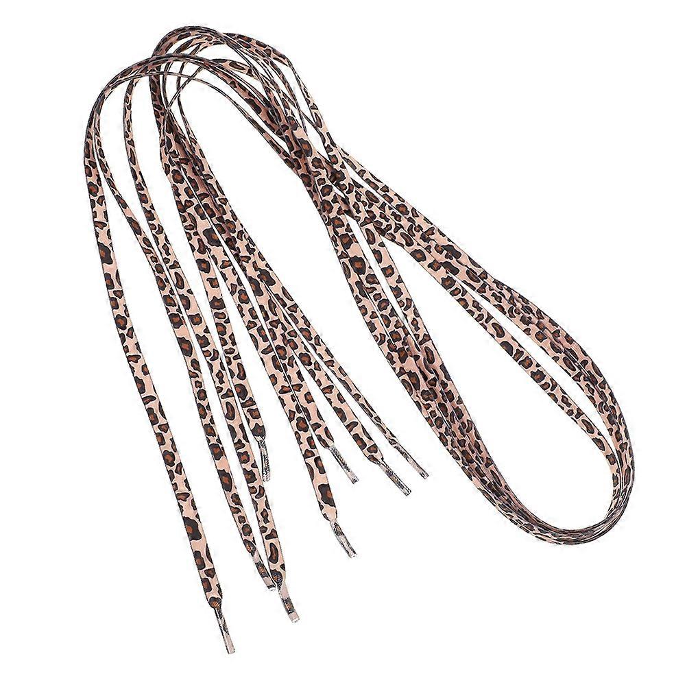 Bungee Laces For Sneakers Leopard Print Elastic Design Secure Fit Polyester Flat Shoelaces 2 Pairs