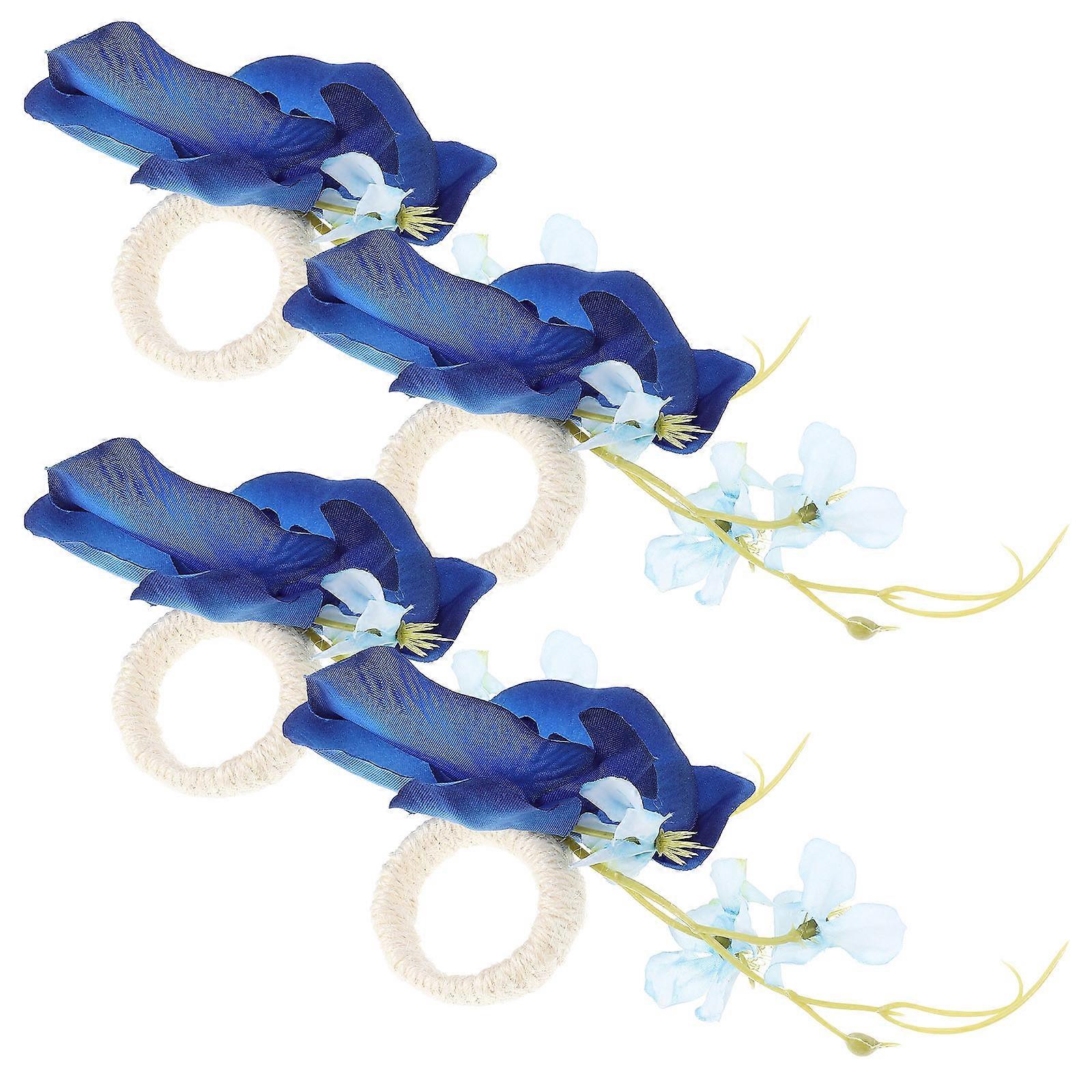 Napkin Holder for Party Rustic Farmhouse Napkin Rings Weddings Blue 16X9X4.5CM Circular 4Pcs