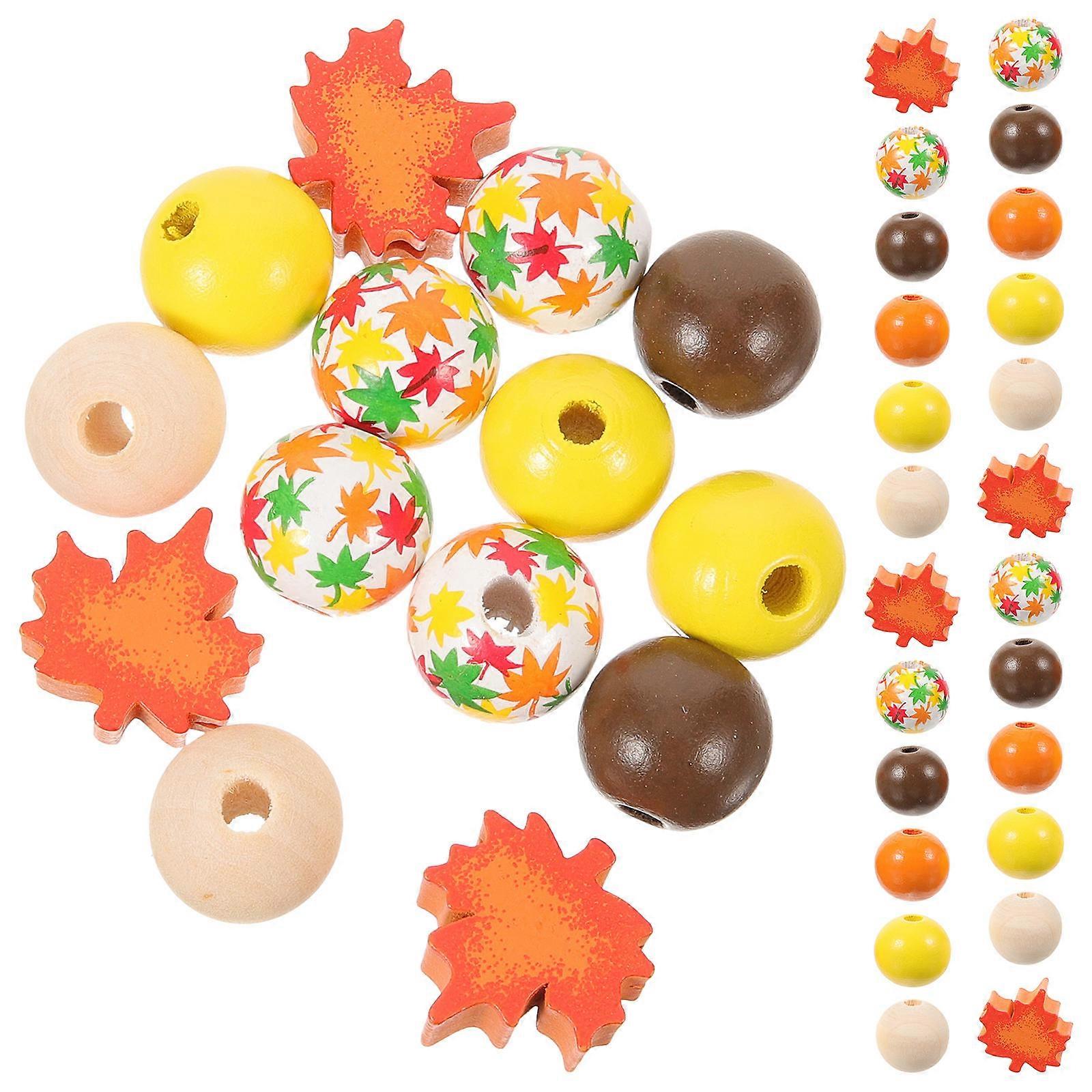 Crafting Beads With Holes Orange Wooden Beads For Jewelry Makers Diy Supplies Thanksgiving Craft Beads 1.5x1cm 200Pcs