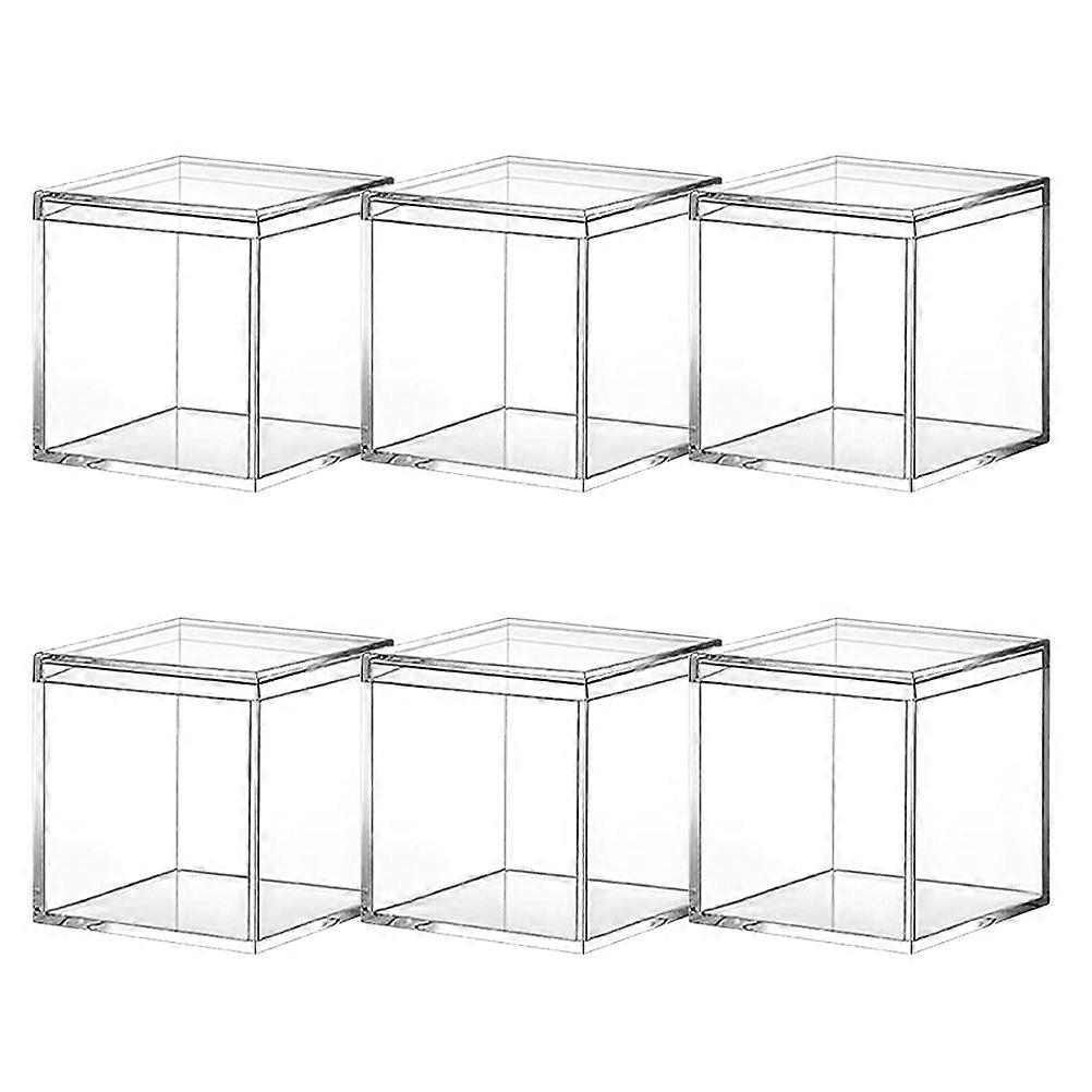 Small Clear Boxes Transparent Square Candy Boxes Valentine's Day 6Pcs