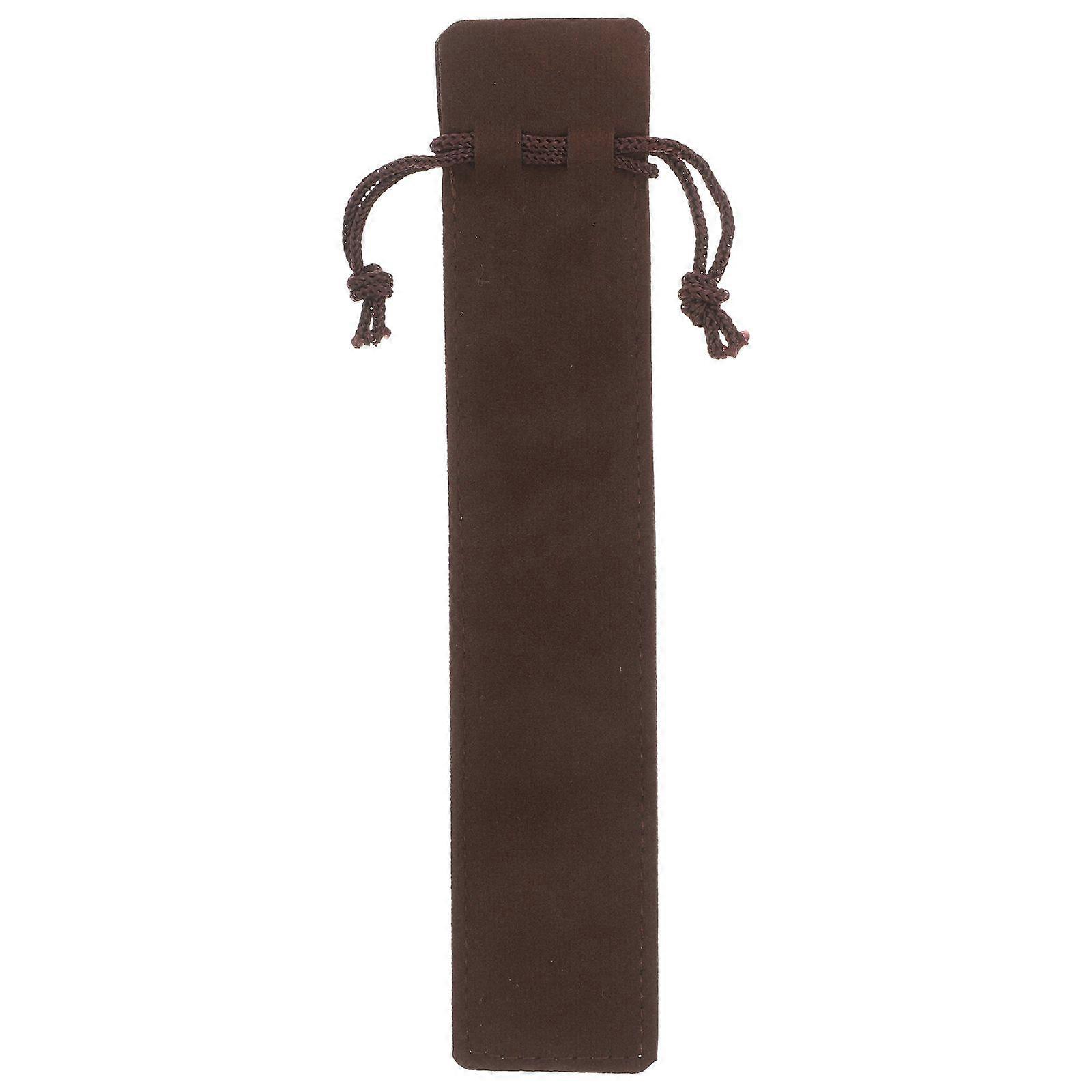 Drawstring Pen Pouch Plush Velvet Single Pen Bag Soft Pen Holder Sleeve for Protecting Storing Coffee