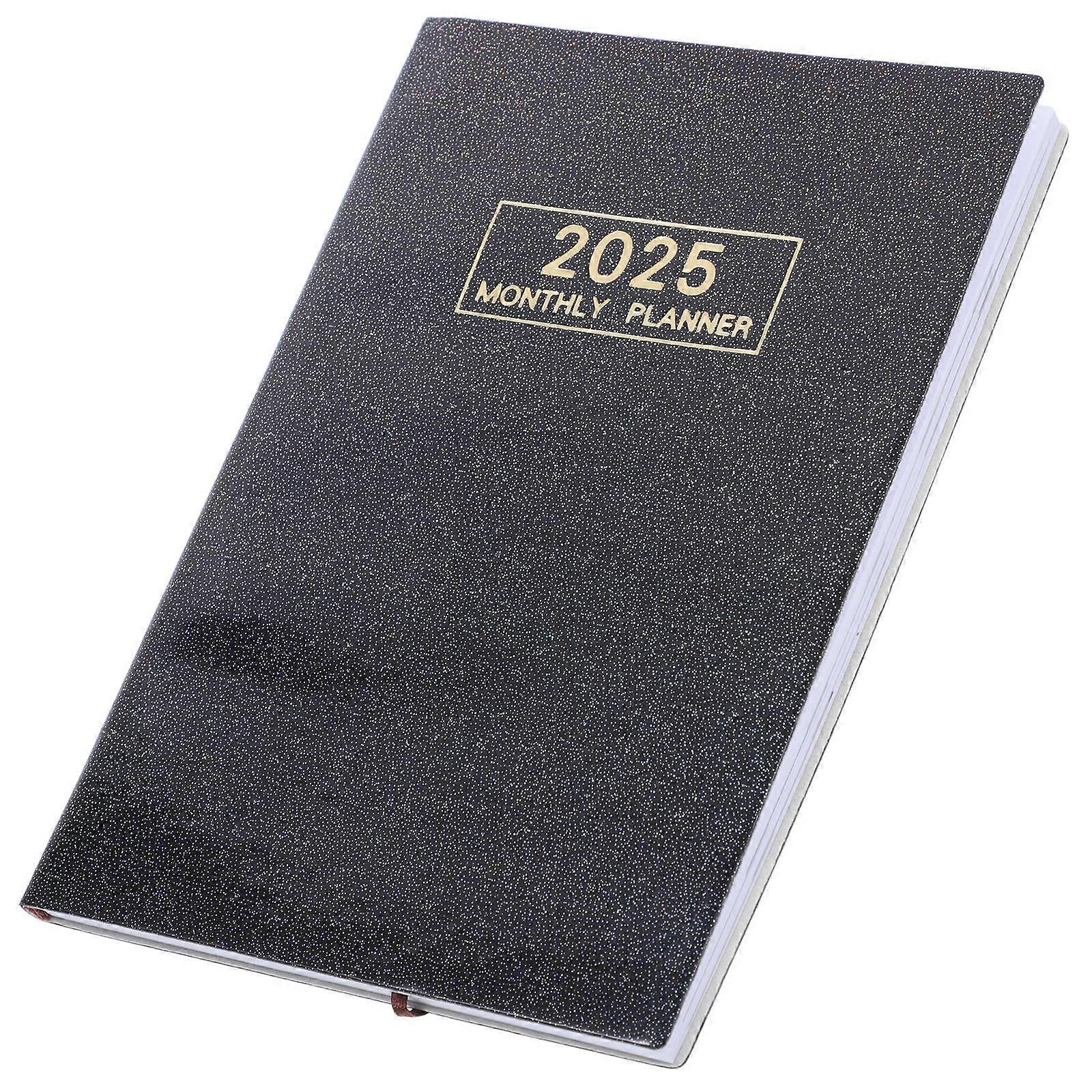 Daily Weekly Monthly Planner Schedule Book Rectangular Shape For Home Office And Travel Black 20.60X14.50X1.00CM Memo Recording 1Set
