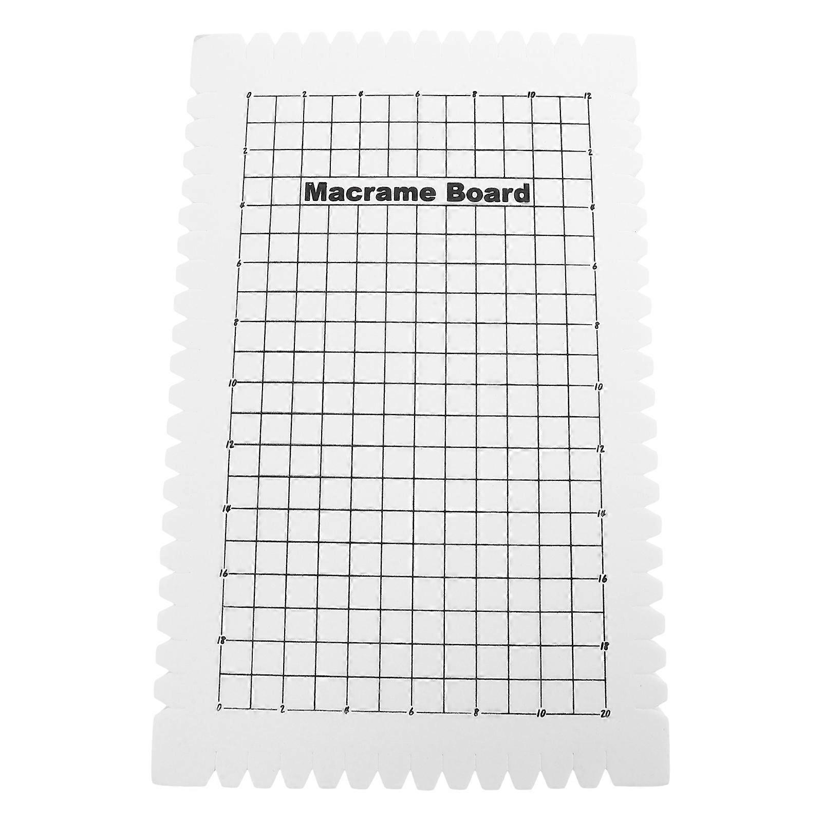 White Macrame Board For Knitting Crafts Clear Grid Rectangular 24.50X16.00X2.00CM Knotting 1Set