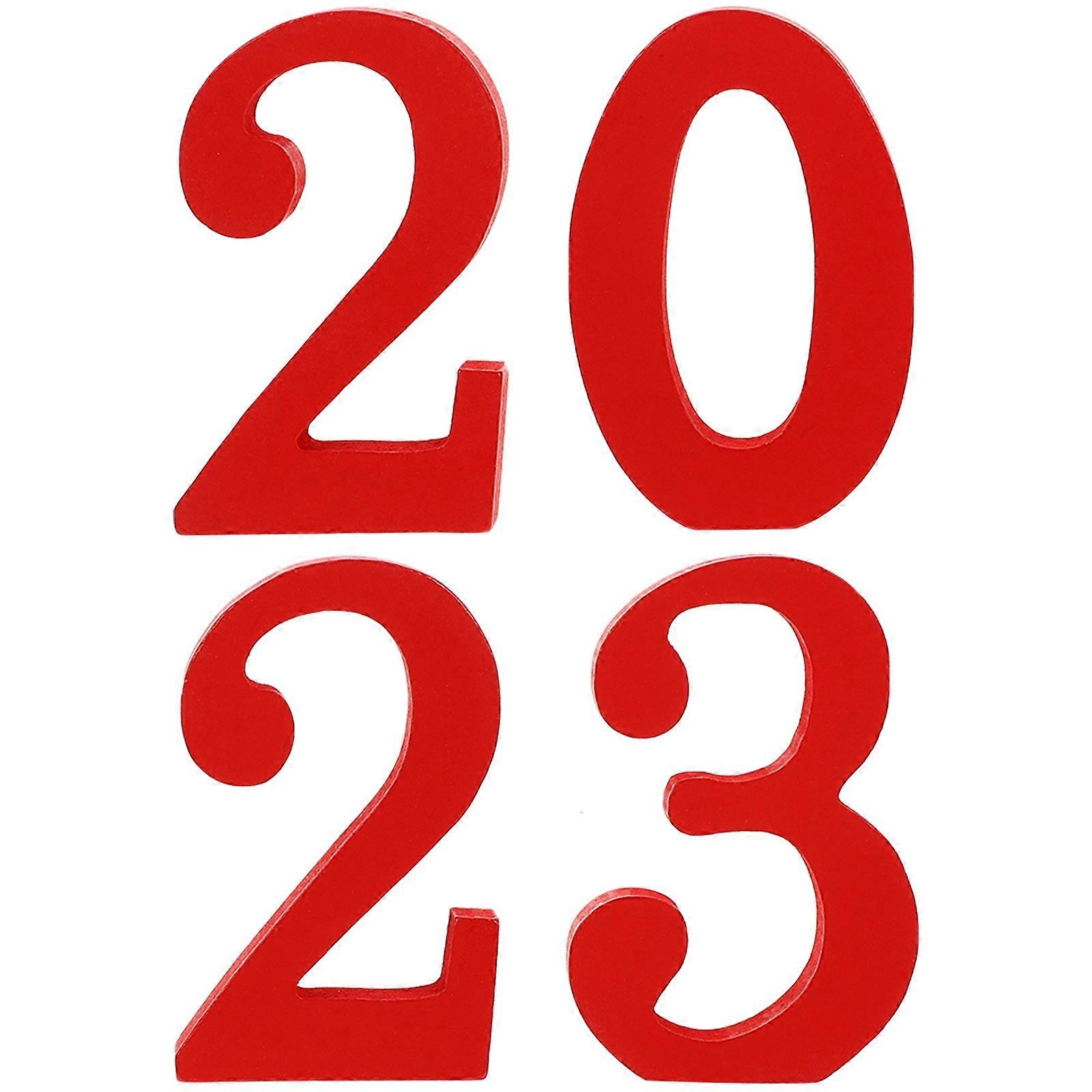 Dining Room Table Decor 2023 Numbers Decors Wooden Signs Wedding Party Red 10X6.5X1.5CM 4Pcs