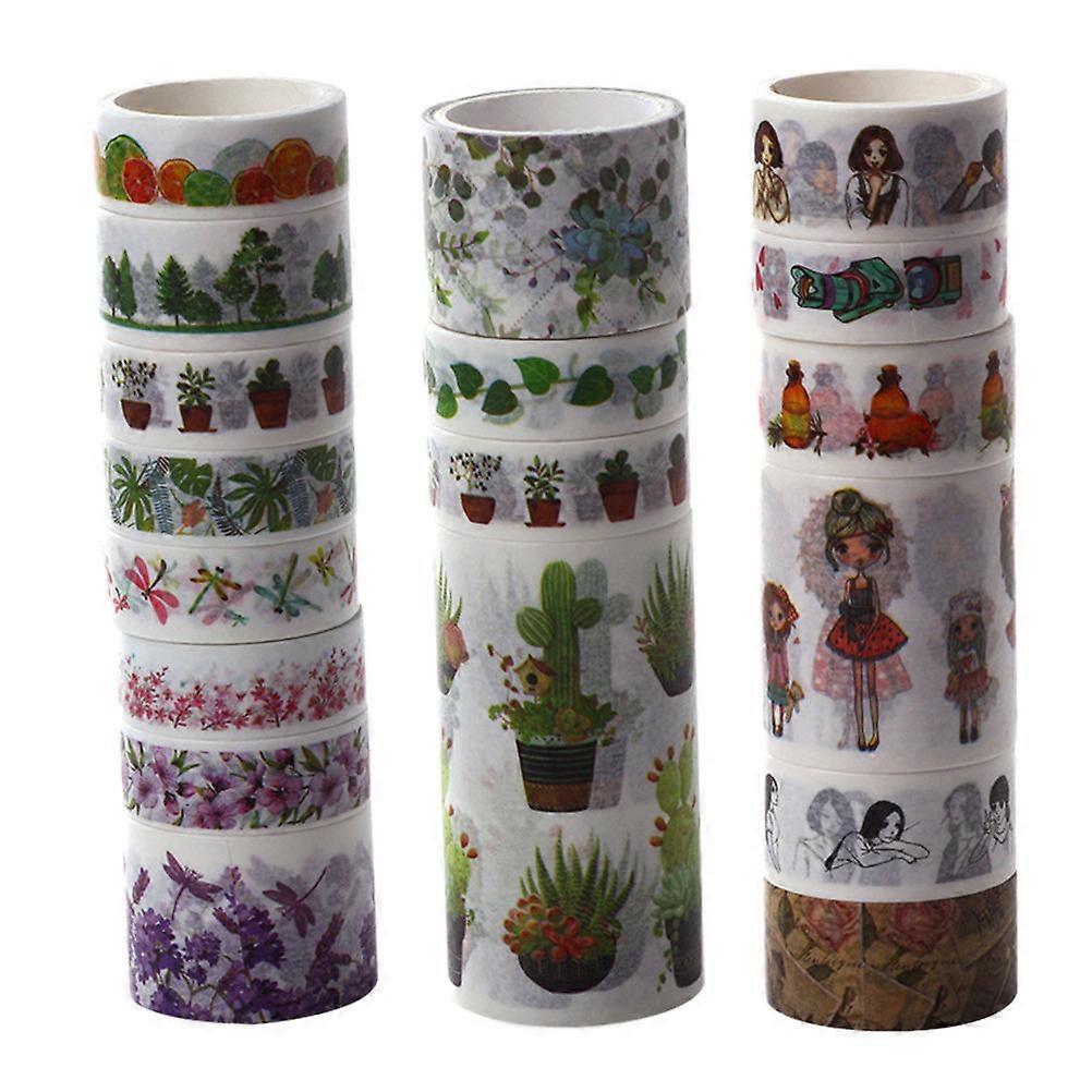 Retro Washi Tape Decorative Craft Tapes Mixed Style 300x7.5cm Hand-tearing Seamless 18 Rolls Diy Projects Planners