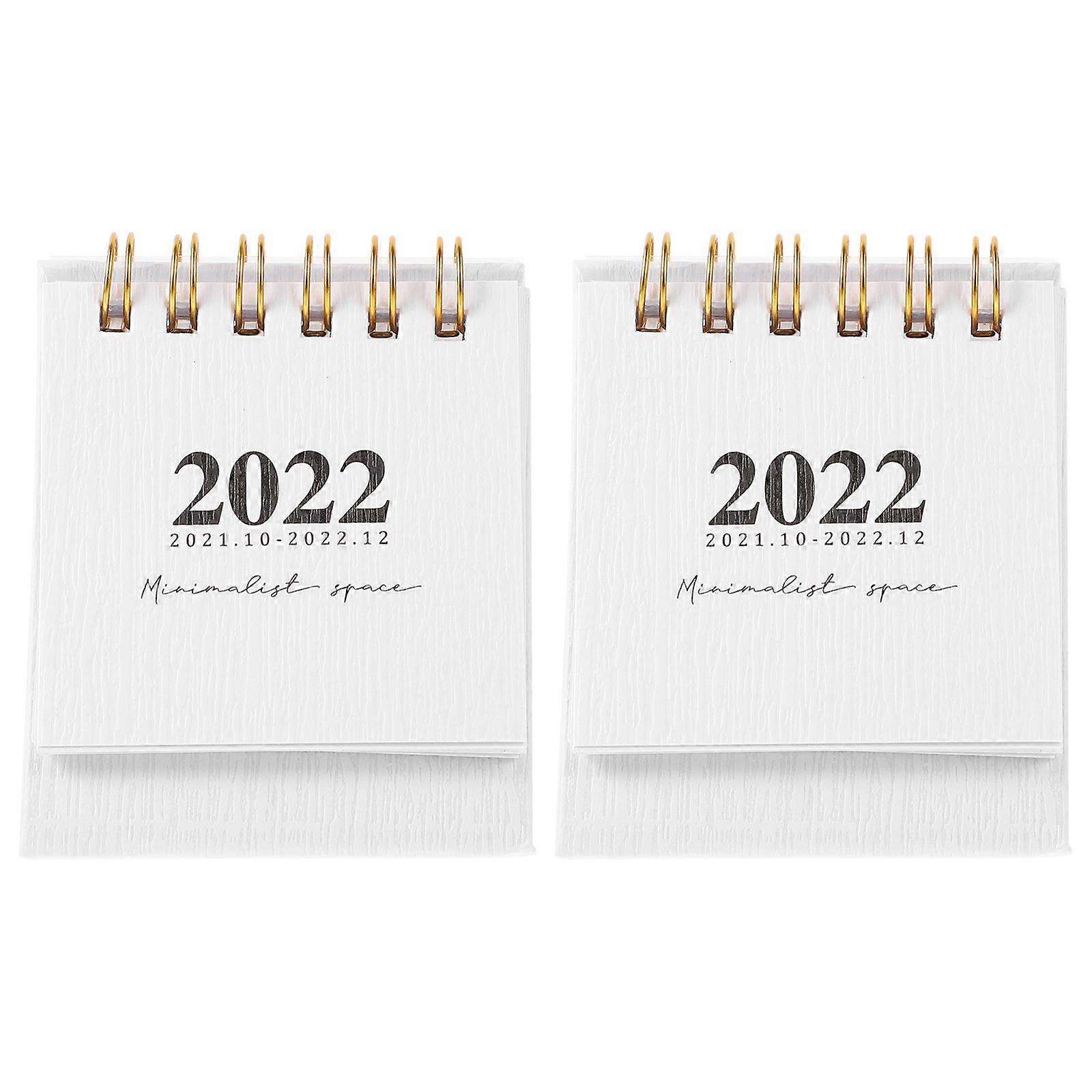 Office Desk Calendar Mini Tabletop Calendars Simple Design .8X6.2CM Planning Tool 2Pcs