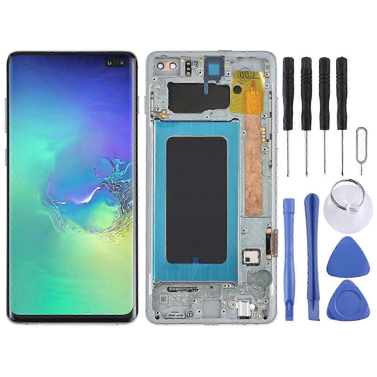 (Green) Compatible Super Amoled Lcd Screen For Samsung Galaxy S10+ Digitizer Full Assembly With Frame