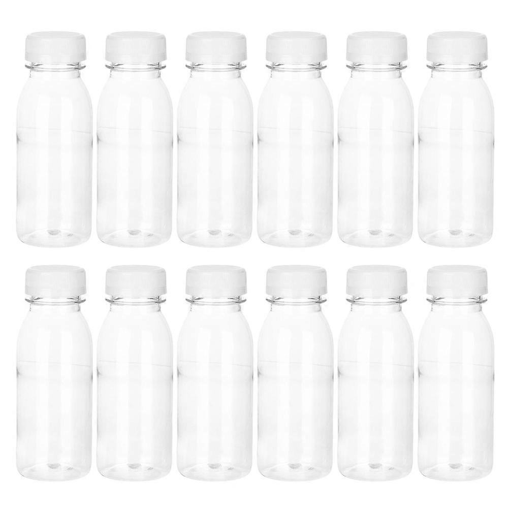Pet Clear Beverage Bottle 12Pcs Transparent Bottles with Caps Daily Quantity for Storage Use