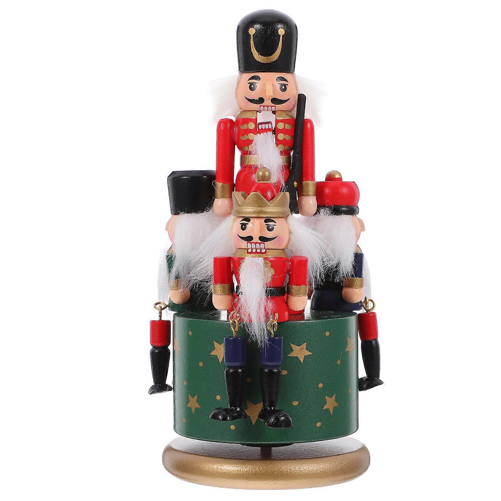 クリスマスオルゴールくるみ割り人形の形をしたヨーロピアンスタイルの手描きグリーン20.50X9.00X9.00CM回転1個