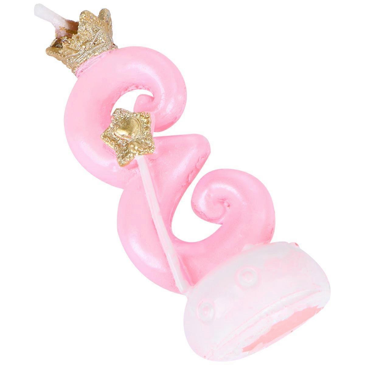 Crown Design Pink Digital Candles Cake Candles for Theme Parties Kids Decoration 1Pack