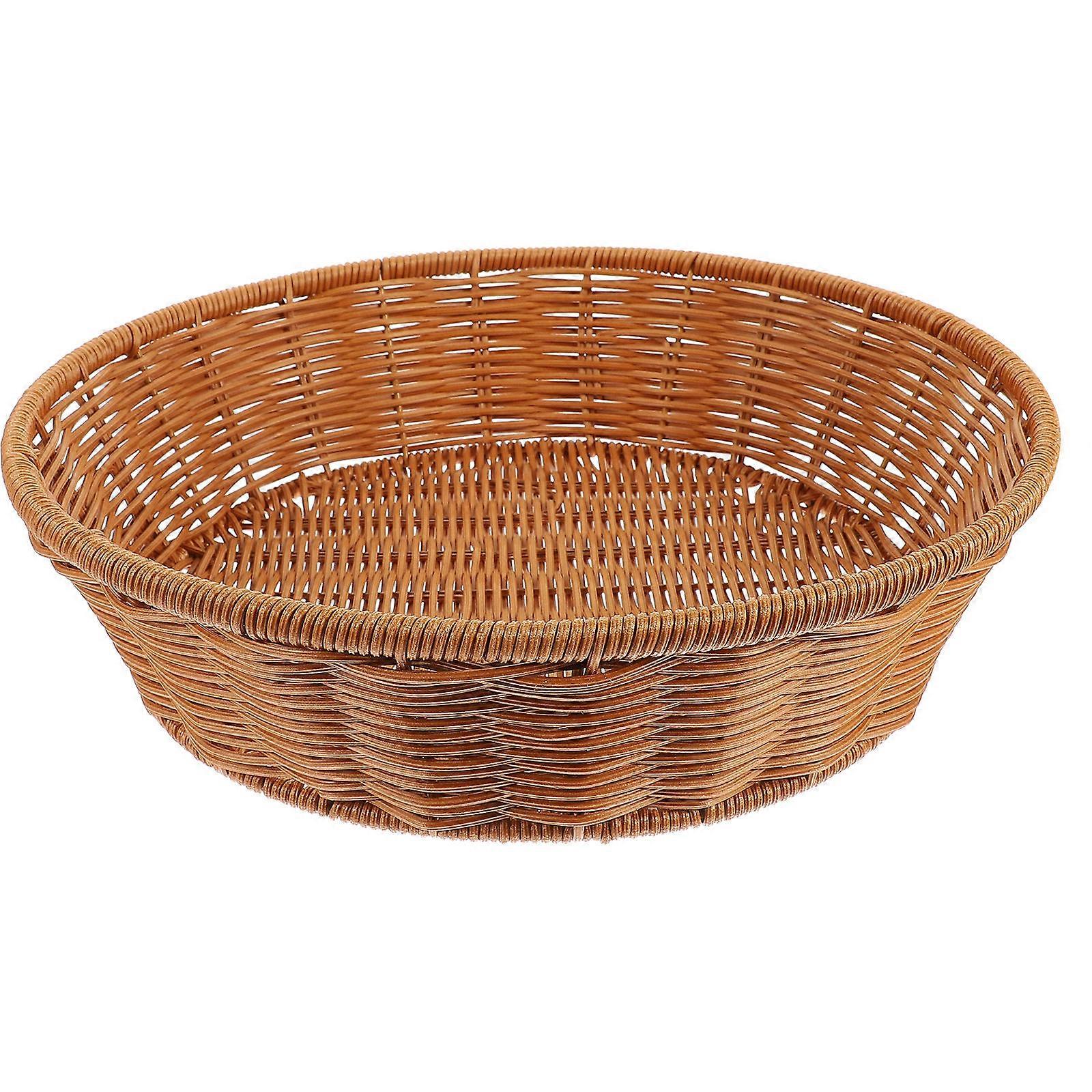 Round Baskets Woven Bread Basket Round Imitation Rattan Material Sand Color present Givers 1Pack