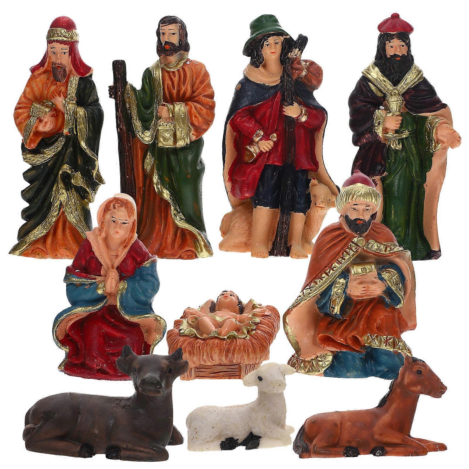 Miniature Scene Crib Figures Religious Ornament Assorted Color 10X3.5X2.5CM 1Set