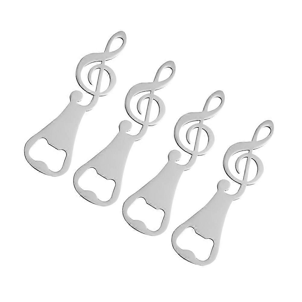 Beverage Opener Manual Bottle Opener Practical Design Use Musical Note Shaped Silver 12.8x3.7x0.2cm Beverage Cap Removal 4Pcs