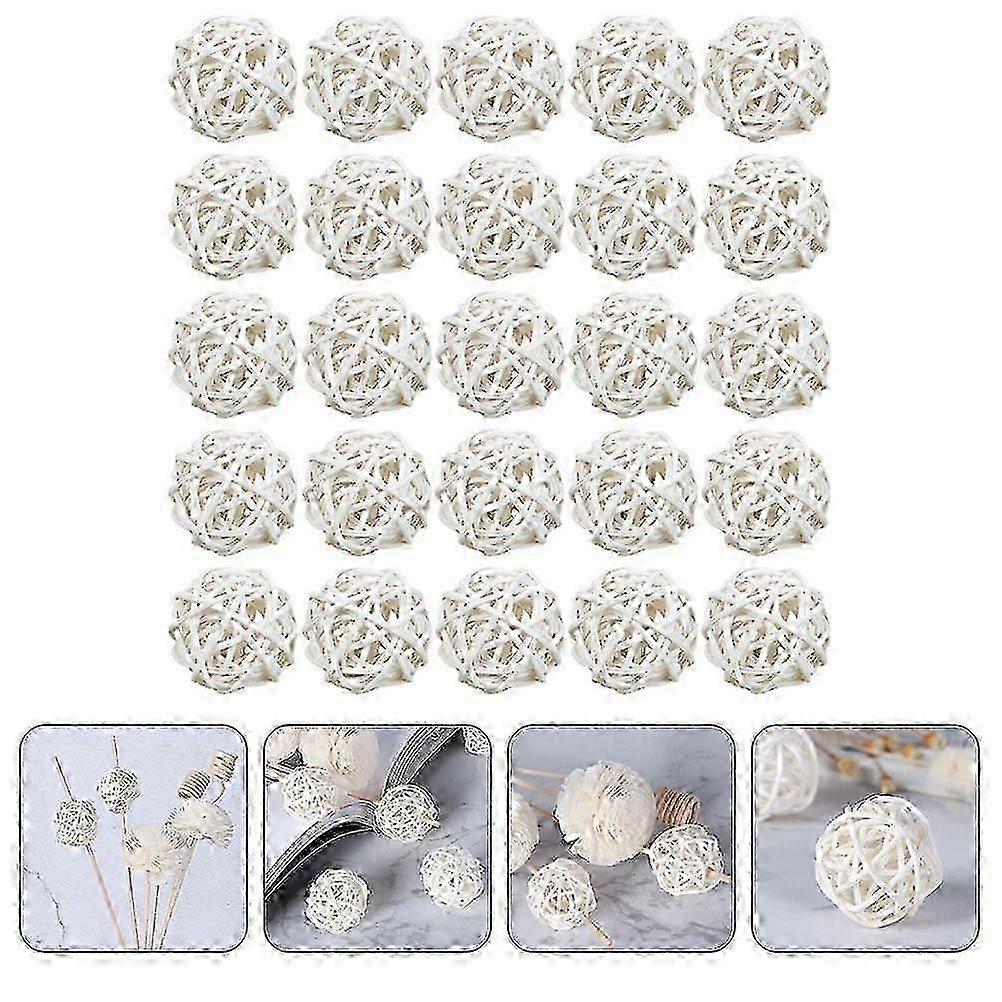 25pcs Wicker Rattan Balls Vase Fillers Rattan Balls for Craft Project Aromatherapy Rattan Balls