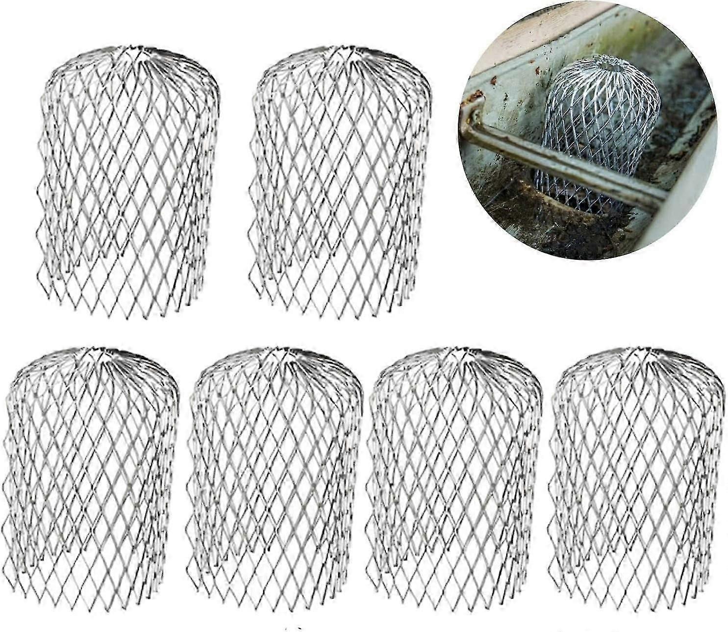 6PCS Gutter Guard Strainer Aluminum Downspout Mesh Filter Preventing Blockage Leaves Debris from Clo