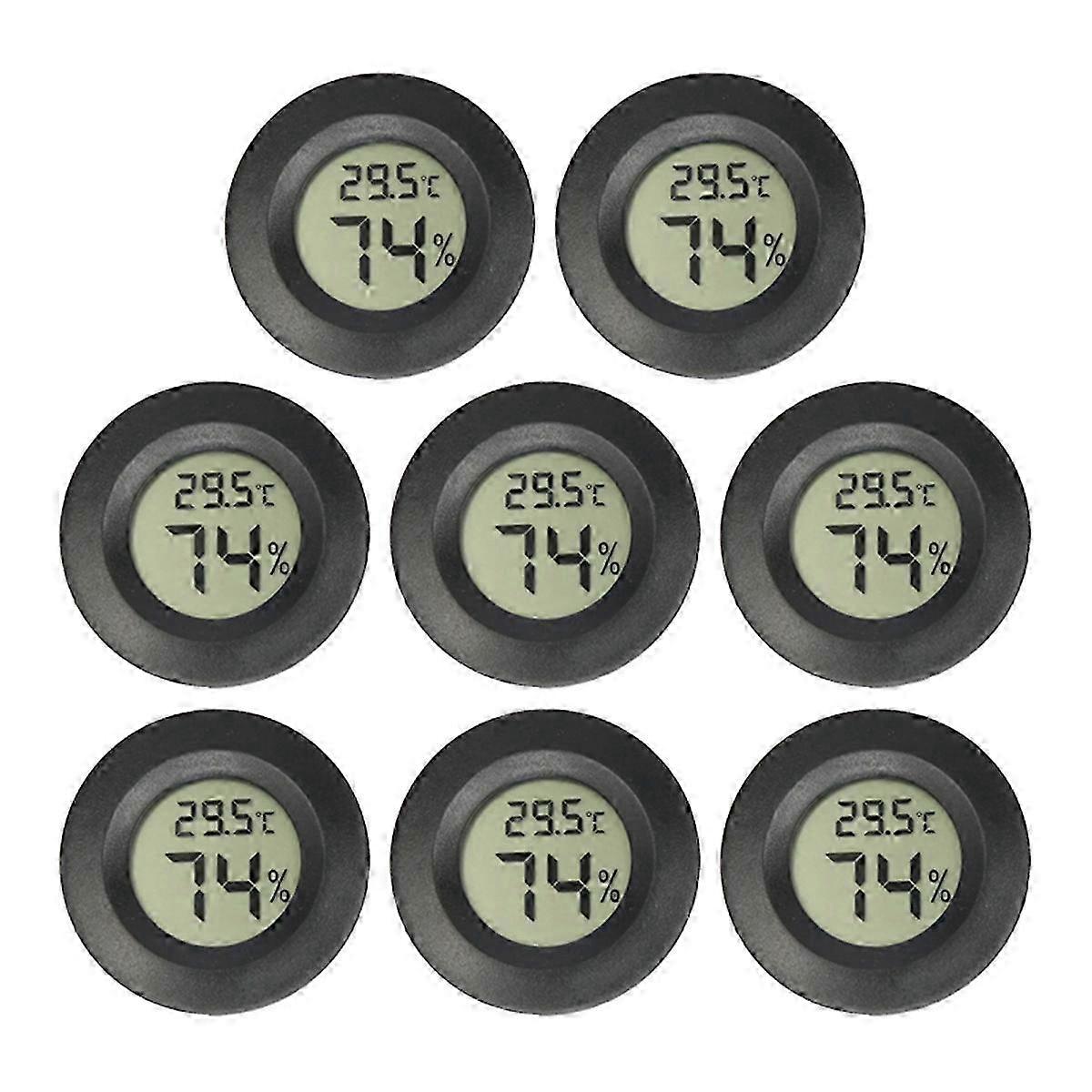 8pcs Mini Lcd Digital Round Temperature Humidity Sensor For Freezers Coo