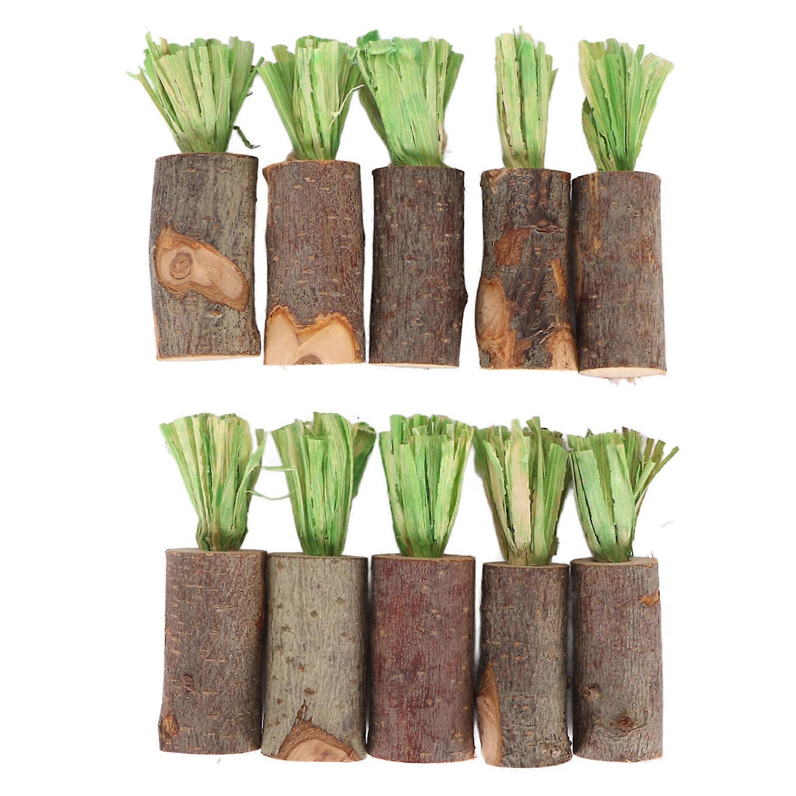 10Pcs Rabbit Chew Sticks Edible Safe Prevent Urinary Stones Decorative Guinea Pig Chew Toys for Hamster Bunny Green Corn Husk Type