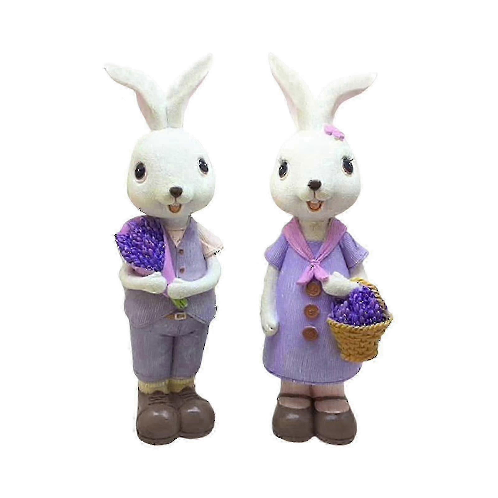 Easter Resin Bunny Eggs Decorations, Spring Rabbit Figurine