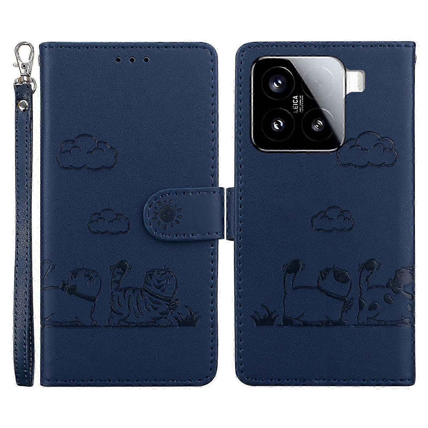 For Compatible Brand Case RFID Blocking Kitten Pattern TPU+PU Leather Phone Cover