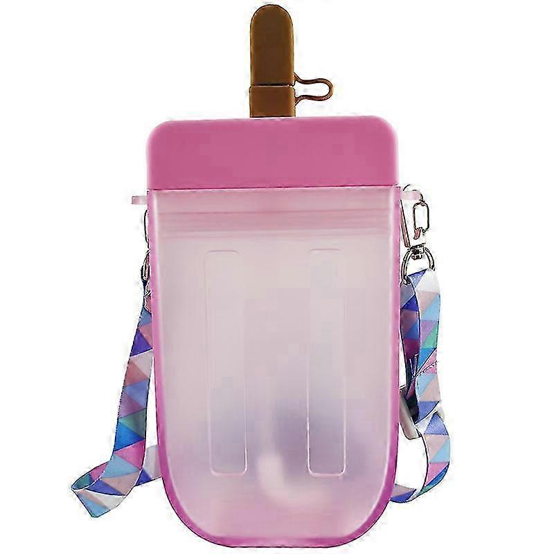 300ml Water Bottles with Straws, Popsicle Shape and Adjustable Shoulder Strap