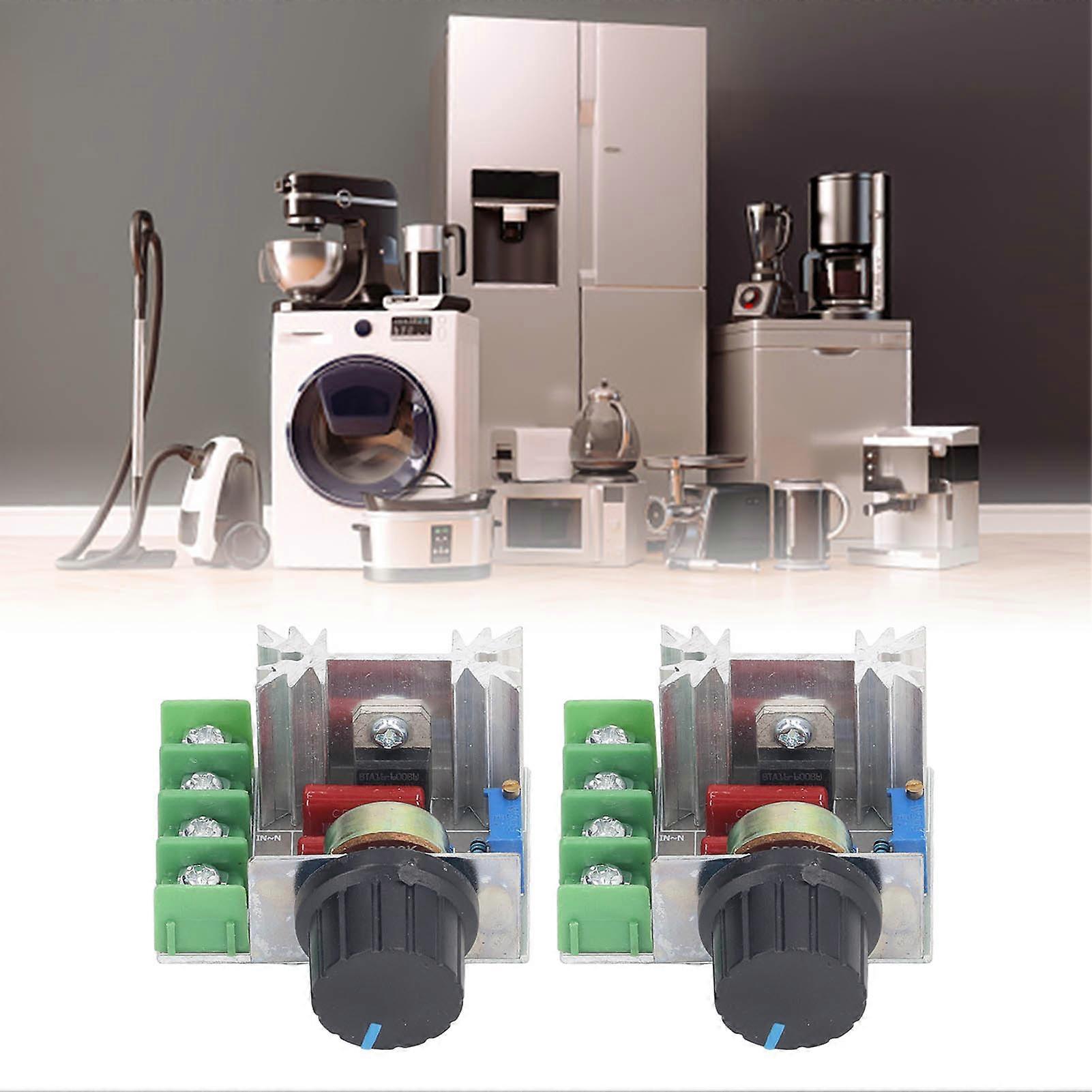 2PCS 2000W 220V AC SCR Voltage Regulator Adjustable Motor Speed Control Module Knob Potentiometer