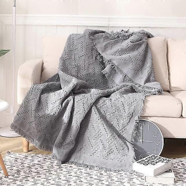 Soft Sofa Blanket 130x180cm, Grey Knitted Travel Blanket, Camping Mat, Air Conditioning Towel, Bed Plaid Tapestry