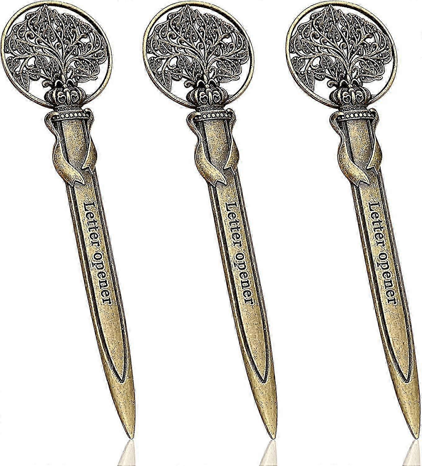 Premium Metal Envelope Opener Set, Letter Openers for Home/Office, Bronze, 3 Pieces