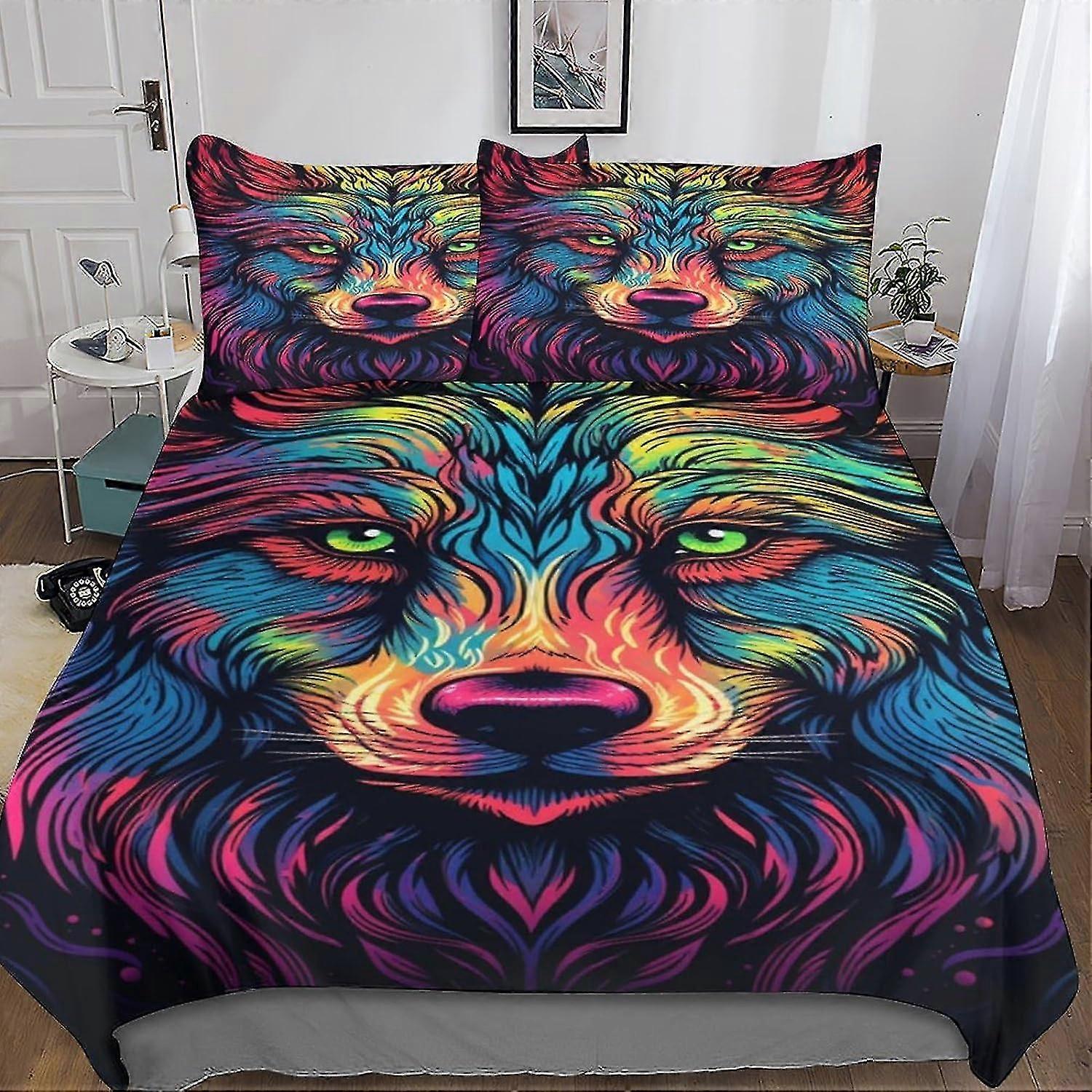 Conjunto de capa de edredom de 3 peças, capa de edredom 3D colorida, capa de edredom de microfibra macia com fronhas e zíper para adultos