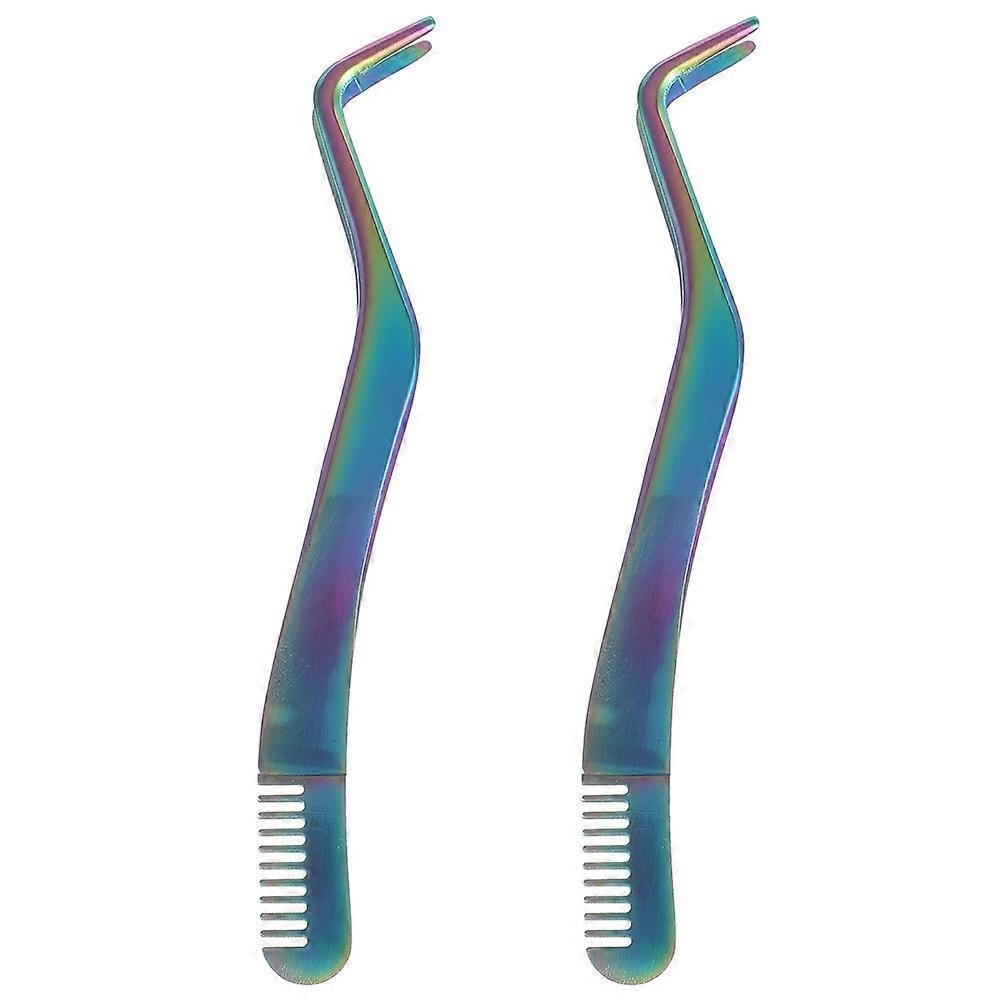 Artificial Eyelash Auxiliary Clip Ergonomic Eyelash Tweezer Styling Tool 12x1x0.3cm Glue Clamping 2Pcs